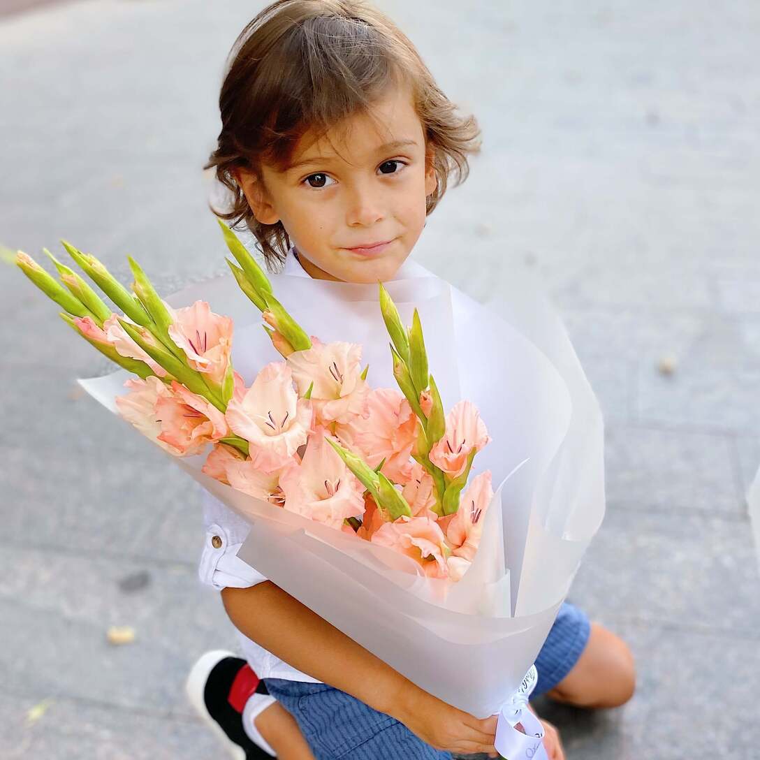 Букет коралловых гладиолусов (5шт.)