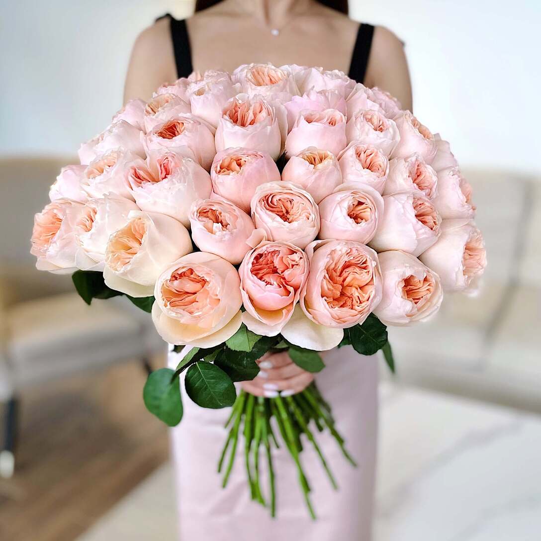 Букет из 51 пионовидной розы 