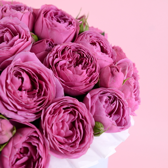 Шляпная коробка Grand "Розы Misty Bubbles" BLUE