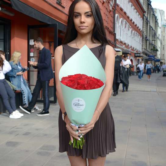 Букет из 21 розы "Red Kenya" GREEN