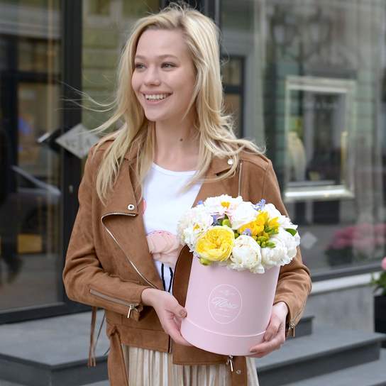 Букет "Fresh morning" в шляпной коробке Petit PINK Фото 2