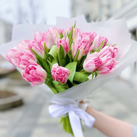 Букет из 25 пионовидных тюльпанов Фото 3