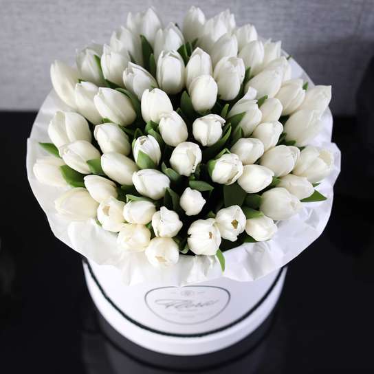 Шляпная коробка Grand "Тюльпаны White" WHITE