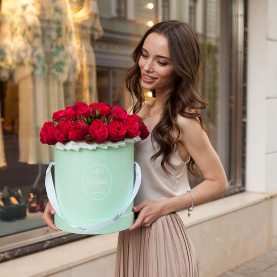 Шляпная коробка Grand "Розы Red Piano" GREEN