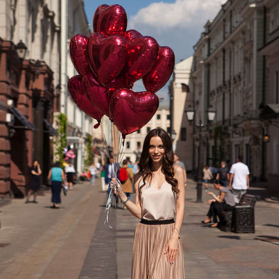 Набор шаров "Алые сердца" 9 шт.