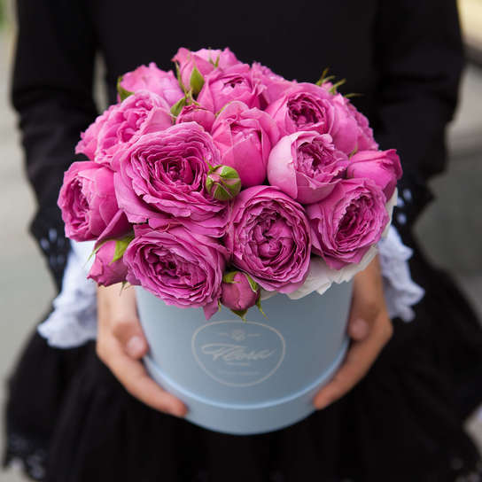 Шляпная коробка Demi "Розы Misty Bubbles" BLUE