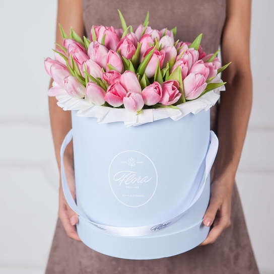 Шляпная коробка Grand "Тюльпаны Pink" BLUE
