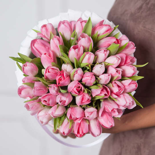 Шляпная коробка Grand "Тюльпаны Pink" PINK