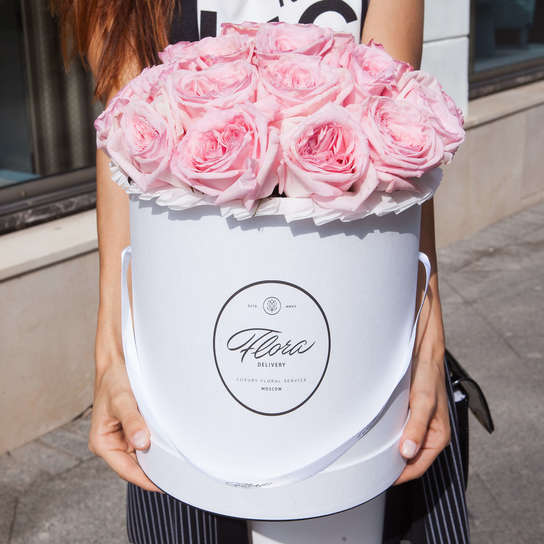 Шляпная коробка Grand "Розы Pink O'Hara" WHITE