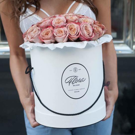 Шляпная коробка Grand "Розы Cappucino" WHITE Фото 3